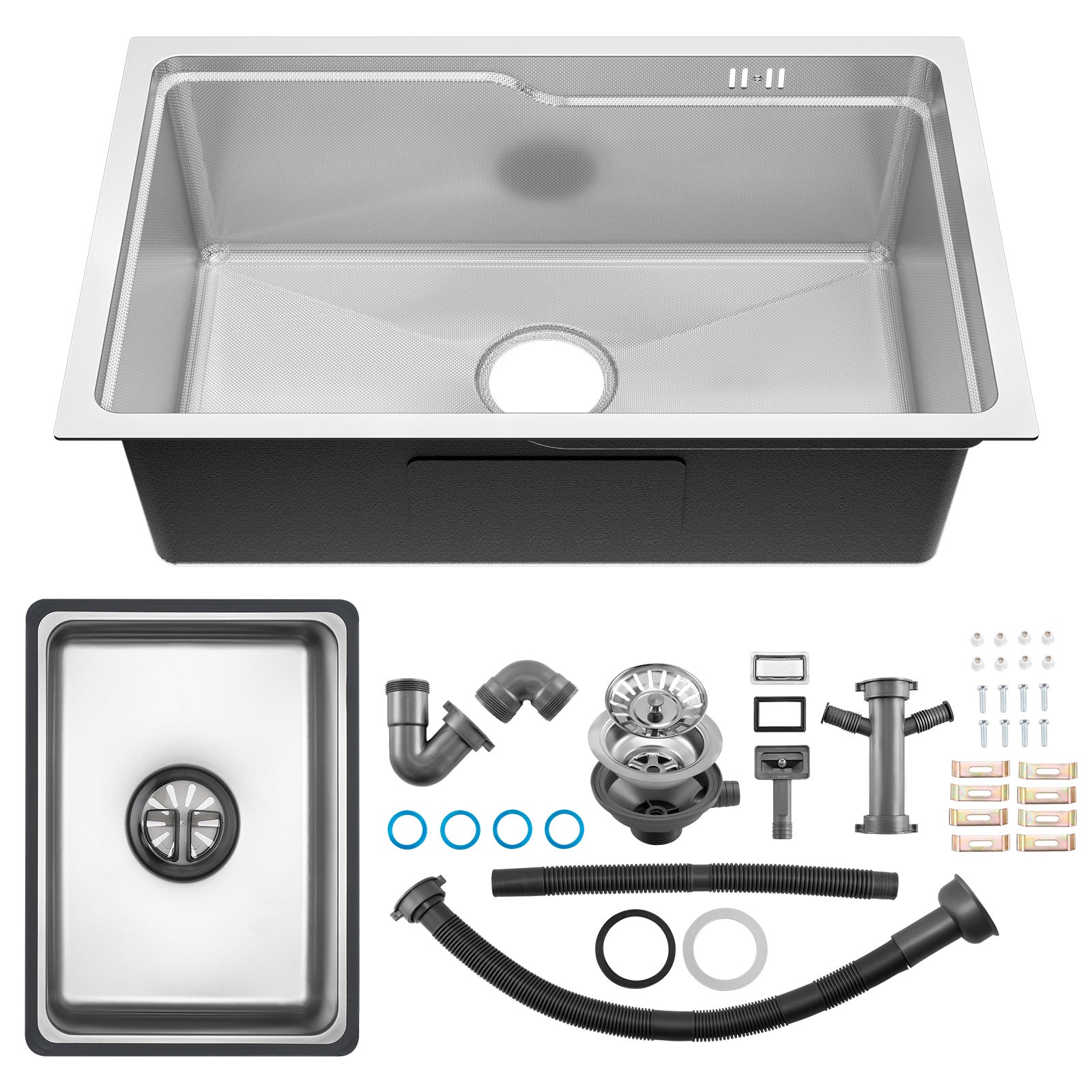 Évier 1 Bac Avec Bassin de stockage - Argent Évier Inox de Cuisine ...