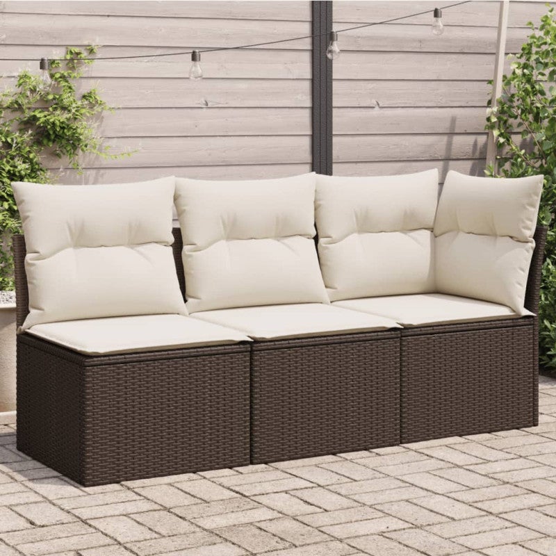 Sofa ogrodowa z poduszkami, 3-osobowa, brązowa, polirattan vidaXL