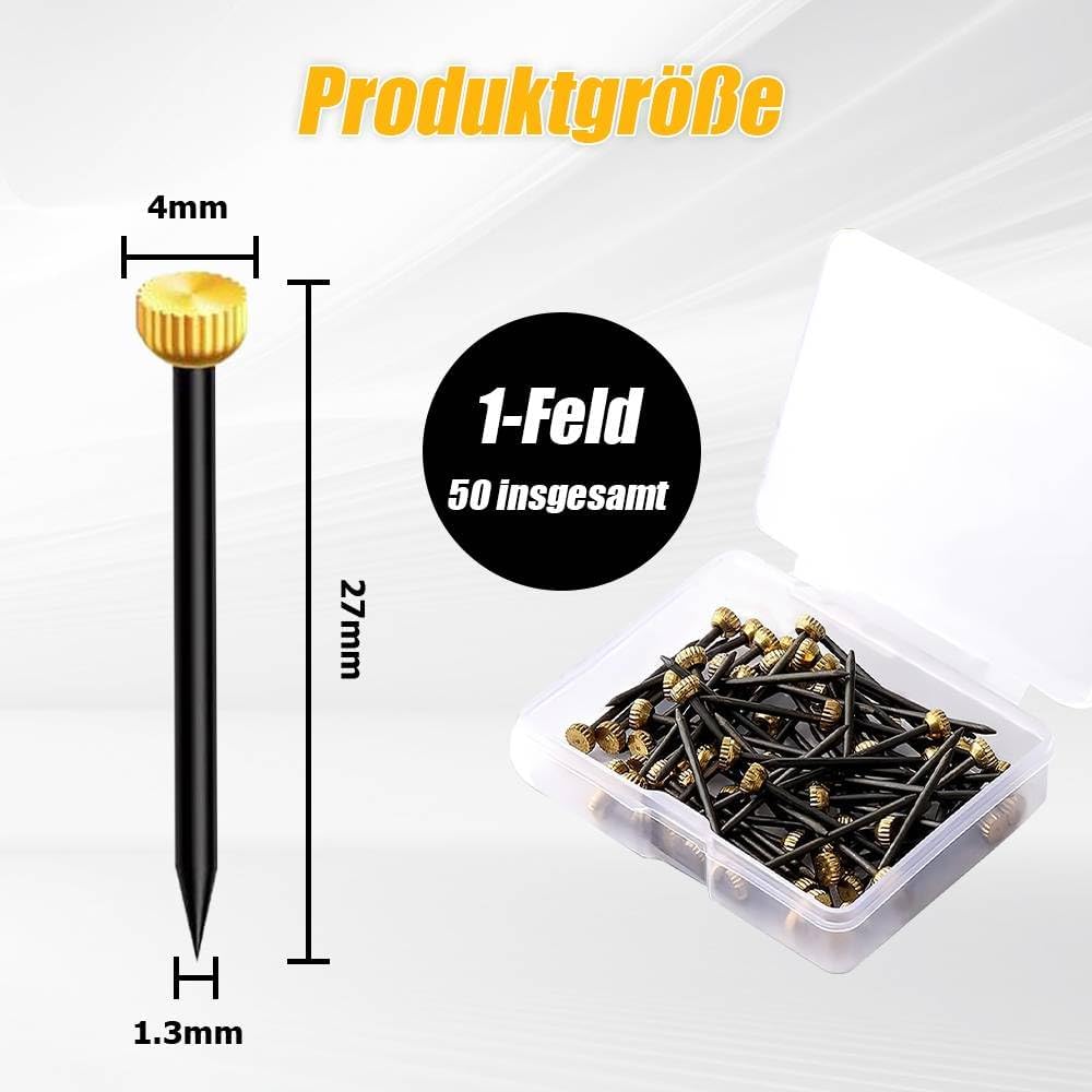 Confezione da 50 ganci in ottone per cornici, bacheche, tele (lunghezza 2,5 cm) - 6