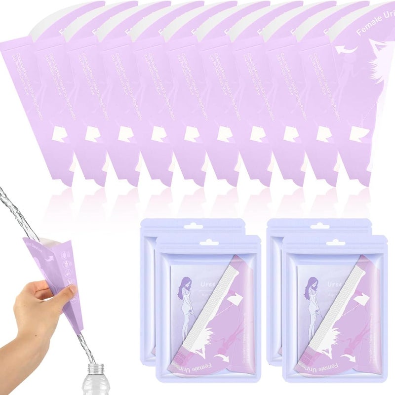 10 x 18,5 cm, jednorazowy, przenośny pisuar żeński, 40 sztuk – bezpieczny, szczelny materiał na kemping/podróż – kompaktowa konstrukcja