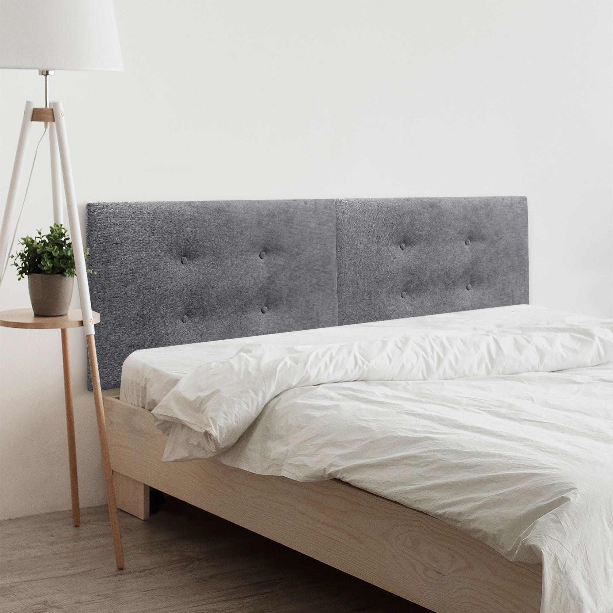 Dhome cabecero de tela acualine con 2 hileras dual dividido en 2 piezas tapizado de alta gama cabezal dormitorio (gris ceniza, 210cm)