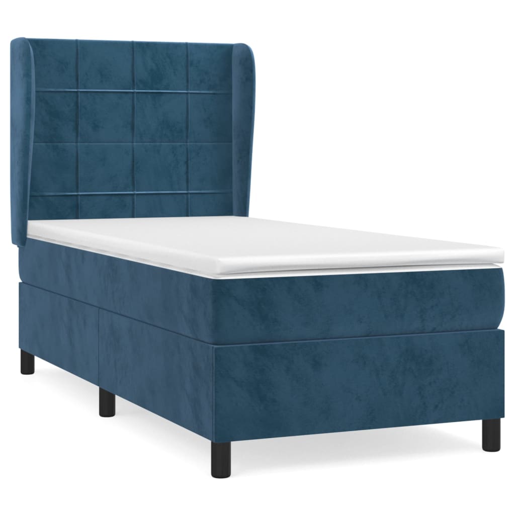 Sommier à lattes de lit avec matelas Bleu foncé 100x200 cm - 2