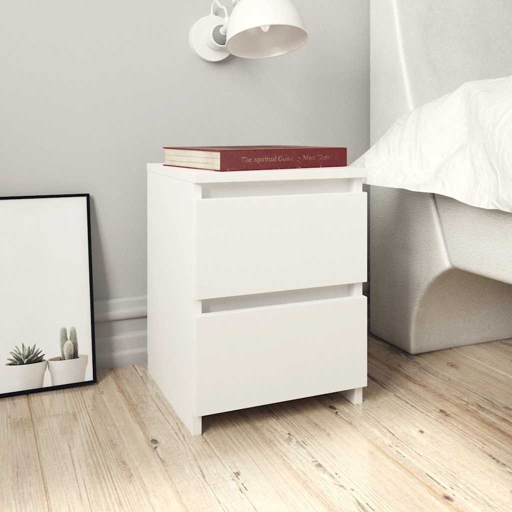 vidaXL Mesita de noche madera contrachapada blanco 30x30x40 cm - 5