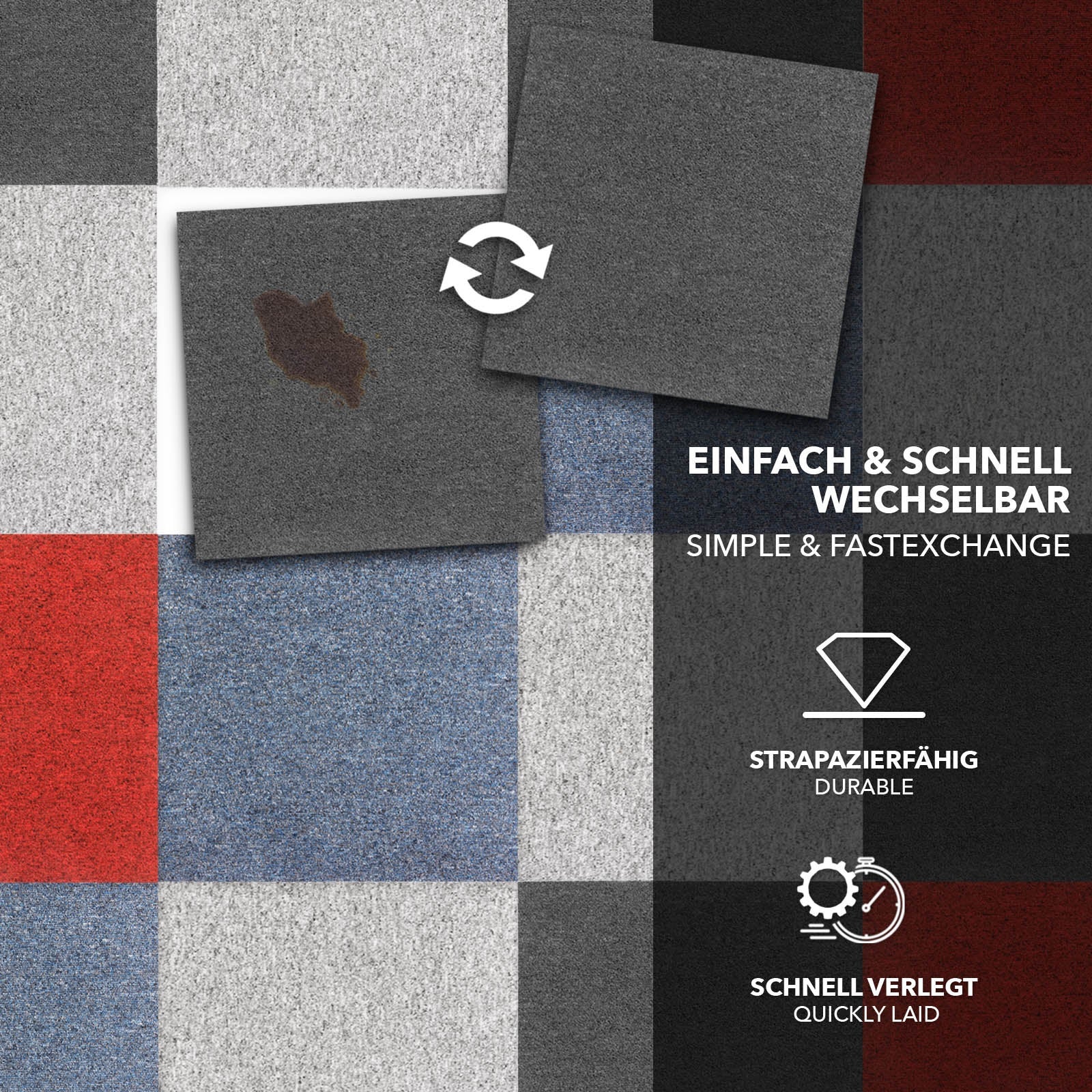 Dalles de moquette autoportantes Moscou, Anthracite 50 x 50 cm - 5