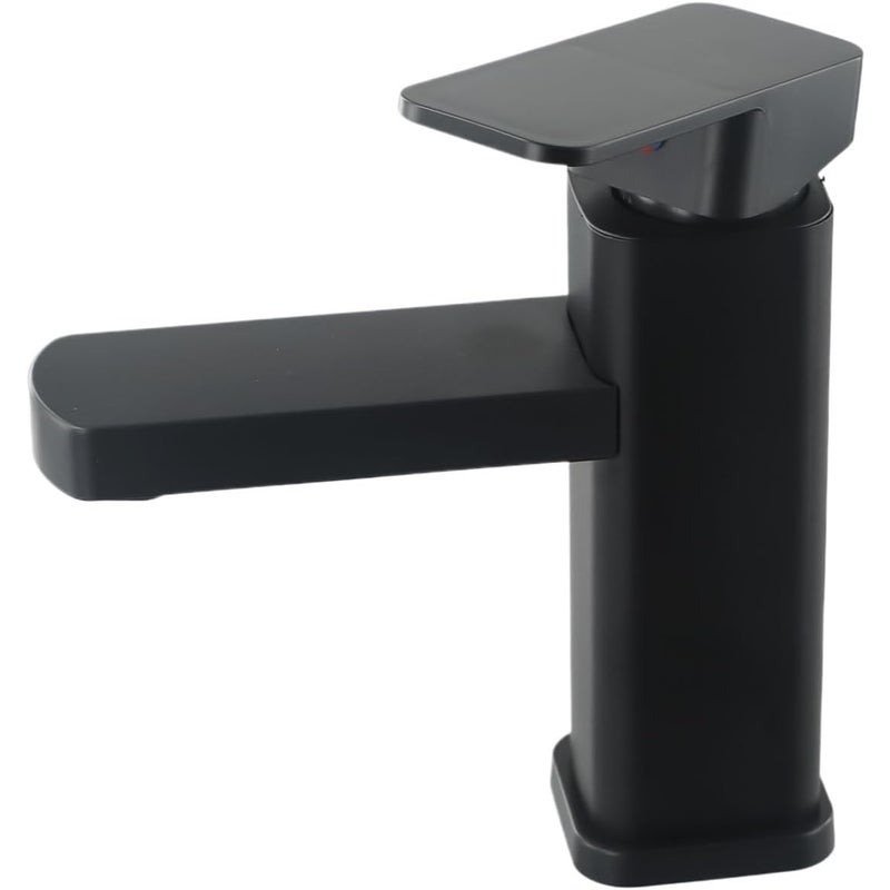 Kran do wody ciepłej i zimnej do łazienki - odpowiedni do łazienek, umywalek, zlewów itp. - z wężem doprowadzającym wodę, 1 szt., czarny