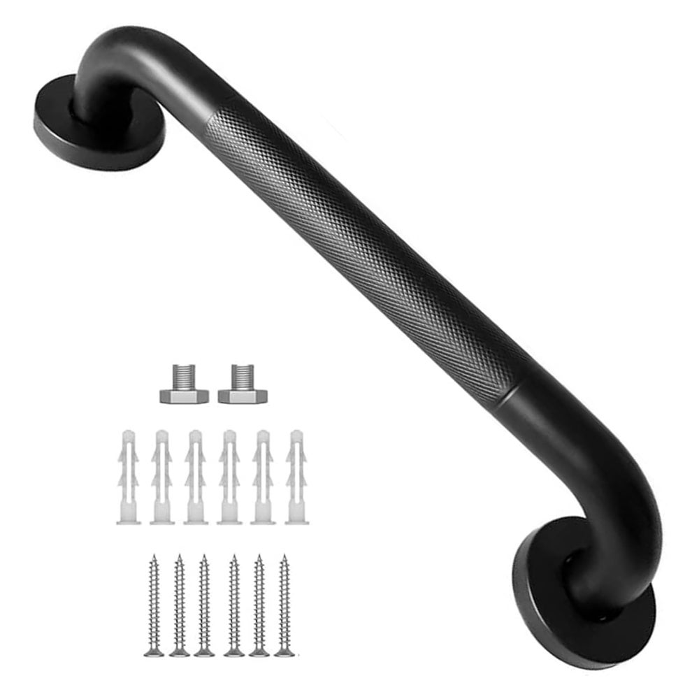 30-centymetrowa, czarna, powlekana, nierdzewna, antypoślizgowa poręcz wannowa – radełkowana poręcz do użytku wewnątrz pomieszczeń