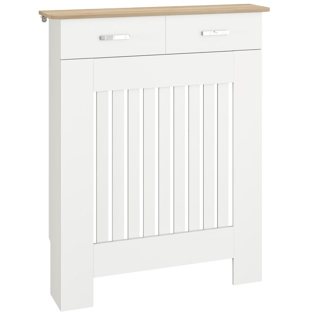 Cache-radiateur anti-basculement tiroir bois 78x19x97 cm blanc