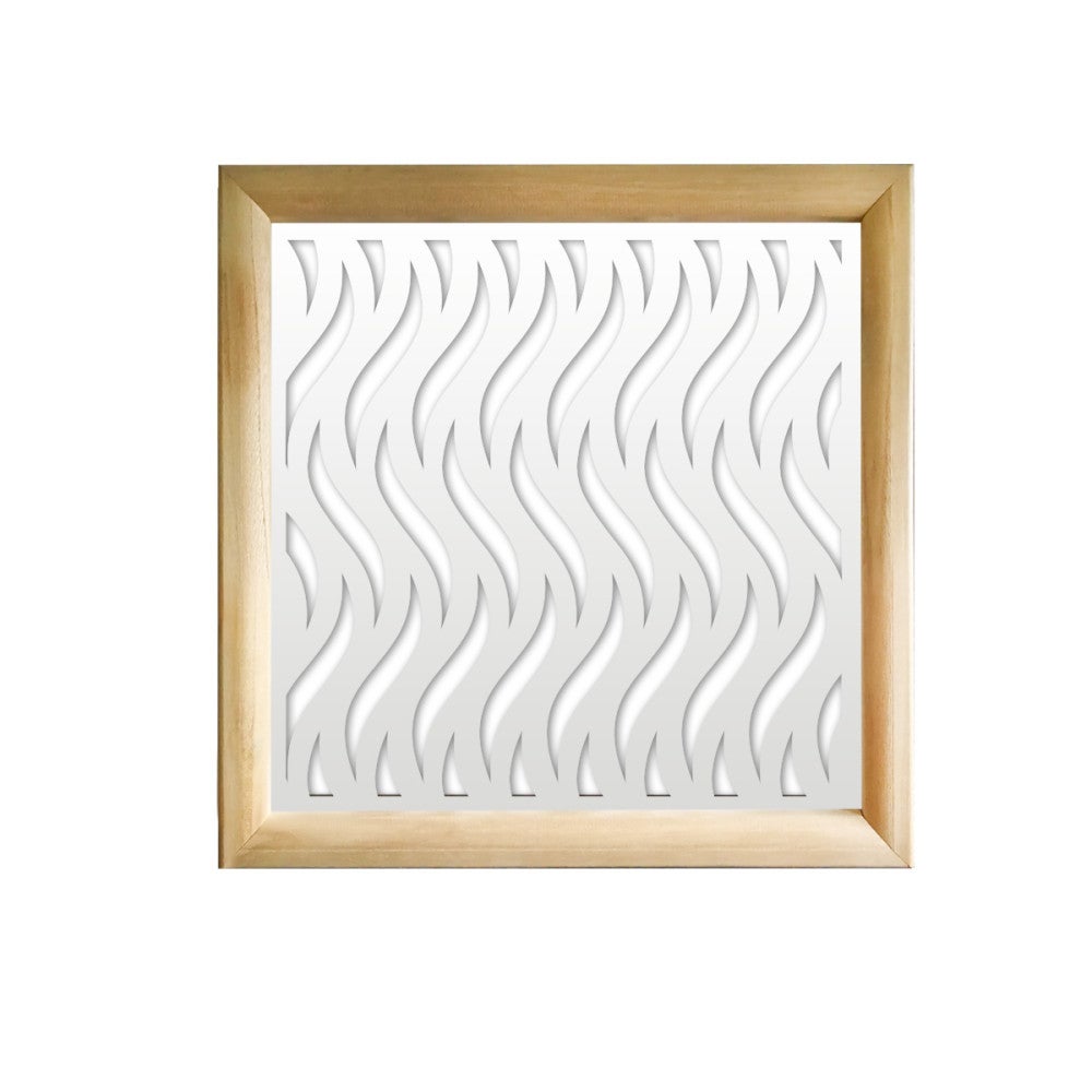 Ondas verticales - módulos decorativos cuadrados de madera y pvc - medida 98x98 cm - espesor 64mm - color interior blanco
