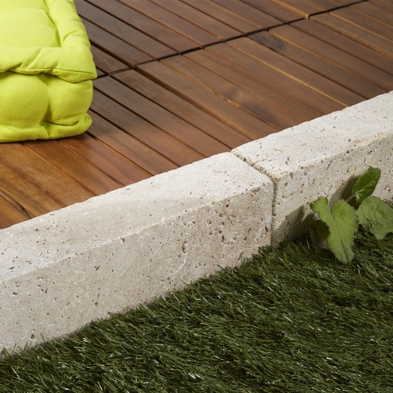 Bordure de jardin travertin 30 x 10 x 10 cm - Beige (Lot de 20) - 2
