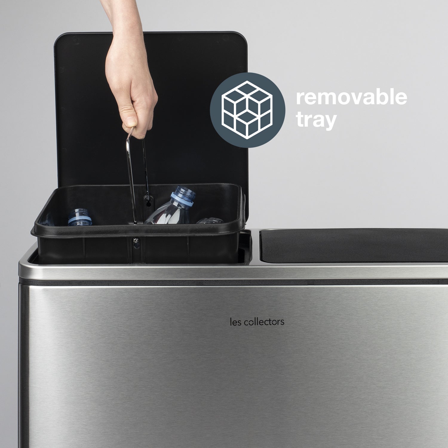 Les Collectors N°904 Pattumiera per raccolta differenziata, Capacità 2x30L,Chiusura silenziosa,Secchi interni rimovibili,Pratico, Resistente,Design - 6