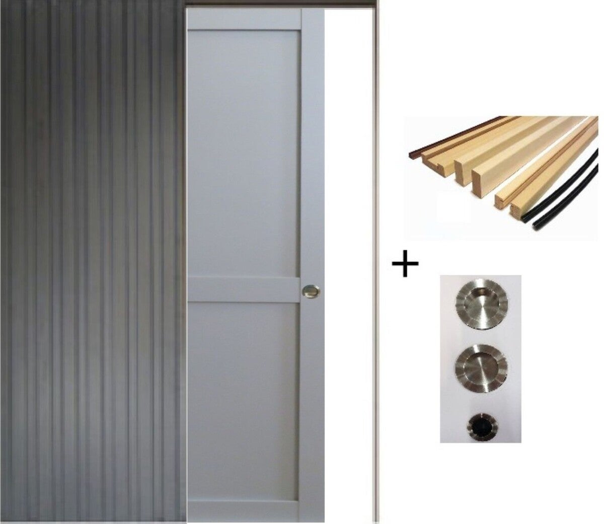 Porte Coulissante Athena Gris Clair 2 Panneaux H204 X L73 Cm, Galandage ...