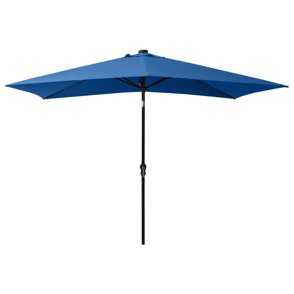 Parasol avec LED et mât en acier Bleu azuré 2x3 m - 5