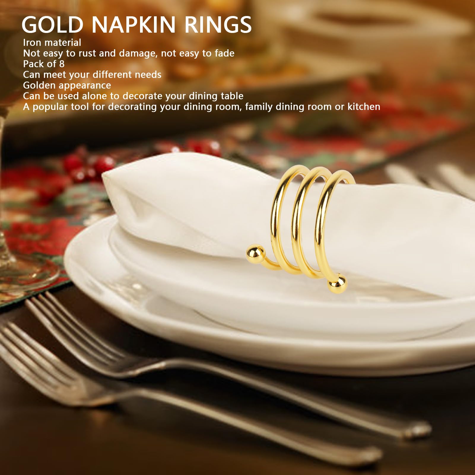 Anillos Para Servilletas Dorados - Pack De 24 Unidades, Metal Elegante Para Bodas, Navidad Y Fiestas