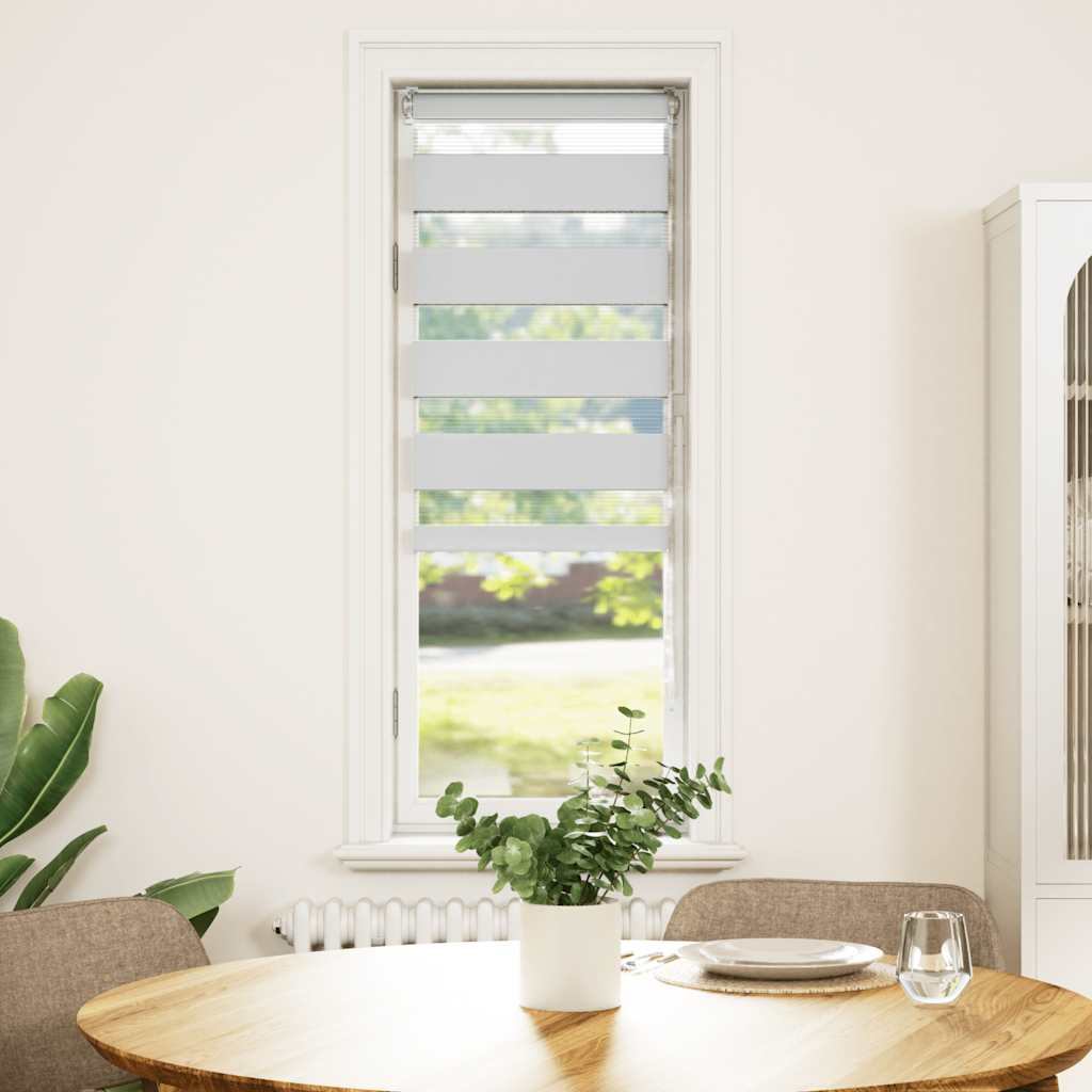 Tenda A Rullo Doppia Giorno/Notte 45x150cm - Senza Foratura, Tessuto Multifunzionale, Bianco Per Interni