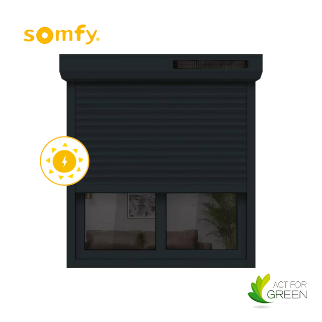 Volet Roulant Solaire Moteur SOMFY Aluminium Gris Anthracite 135x150 cm