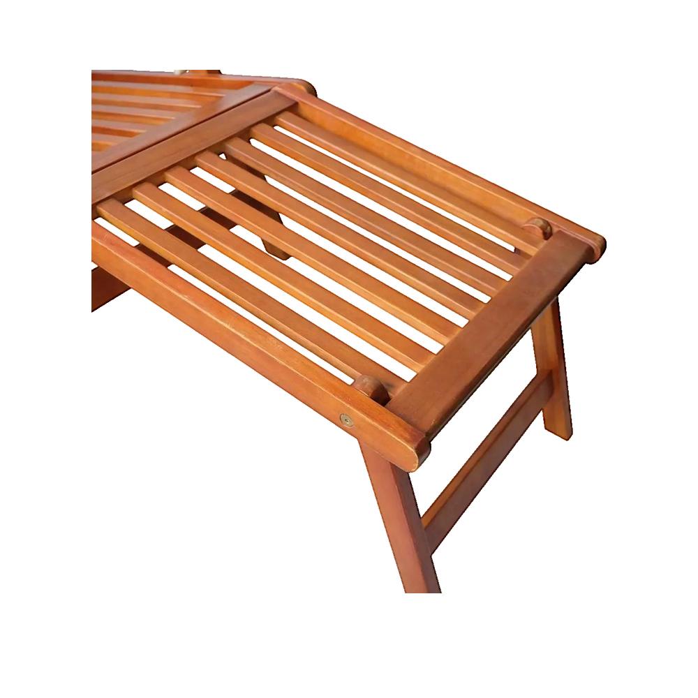 vidaXL Chaise longue d'extérieur repose-pied et coussin Acacia solide - 2