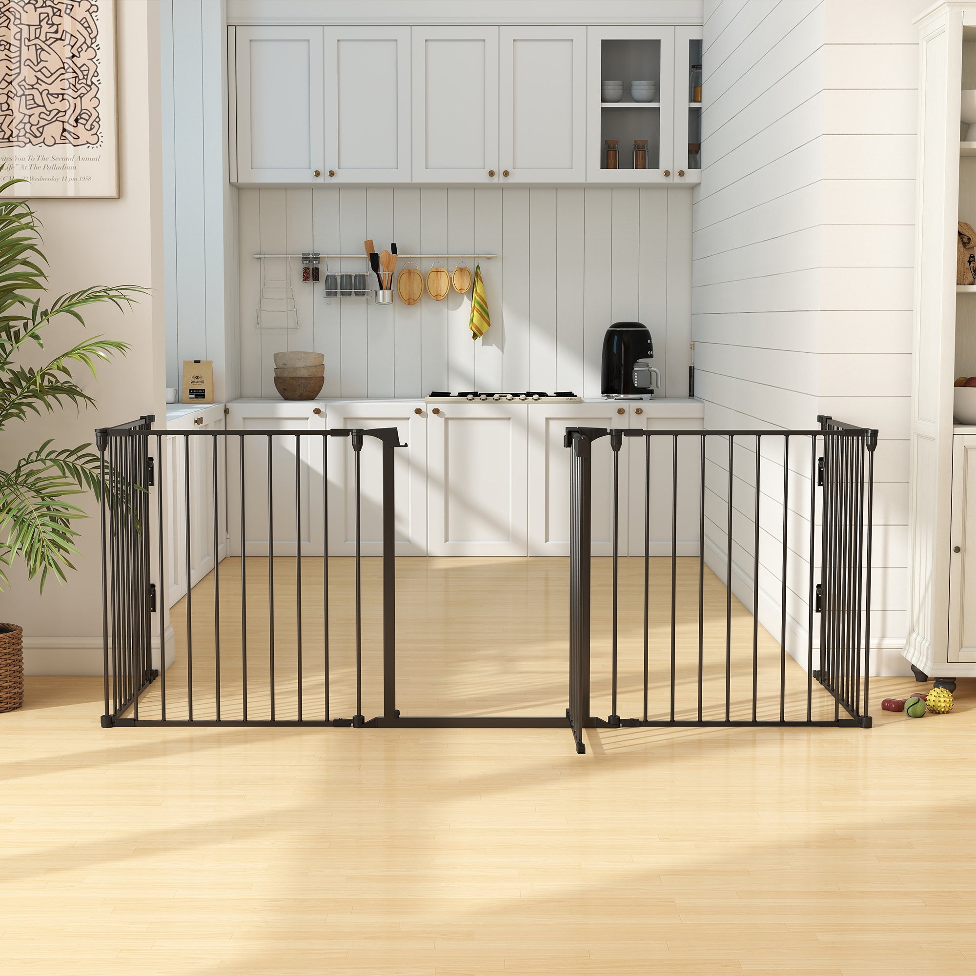 Barrera de Seguridad PawHut Metal, Plástico Negro 300x74.5 cm - 2