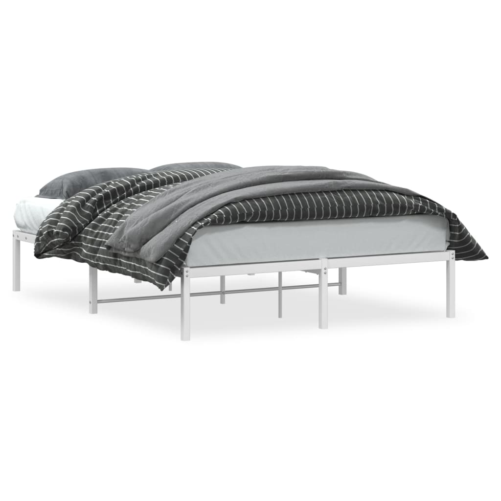 Łóżko Metalowe Białe Rama Łóżko Ze Stelażem Do Sypialni Pokoju 140x190 cm