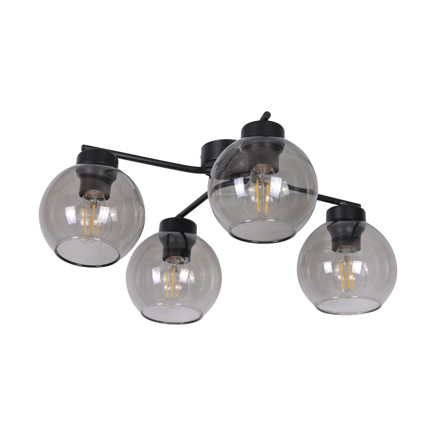 Lampa sufitowa wisząca Aiden czarno-przezroczysta 4xE27x60W wym: 21 x 42 x 42 cm metal Kaja