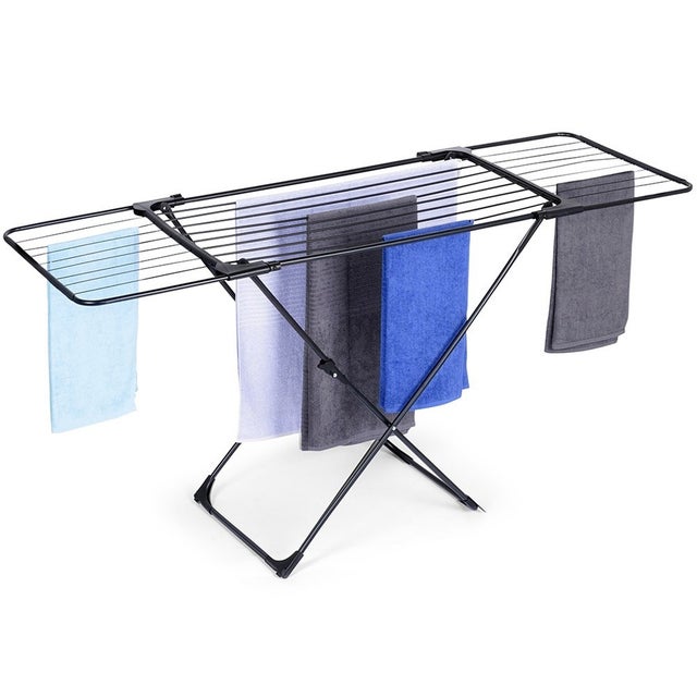 Suszarka na pranie metalowa czarna rozsuwana XXL 108-182 cm