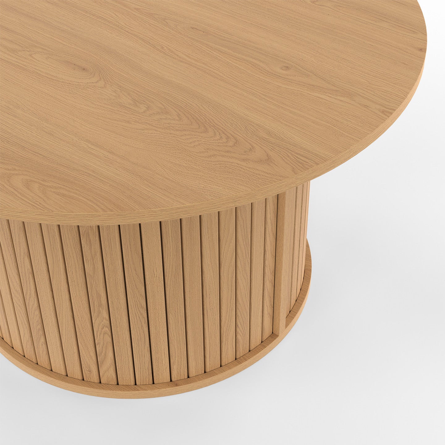 Table basse ronde JULIETTE 70 cm lattes tasseau bois coloris chêne - 5