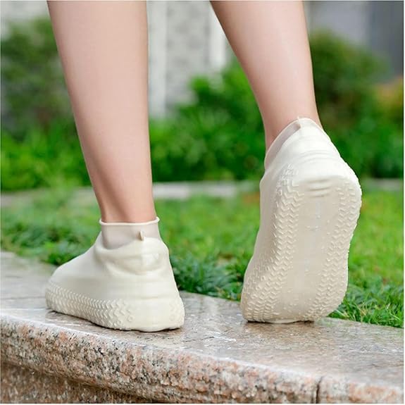 2 Paires Couvre-Chaussures, Silicone Surchaussures Imperméable, Couvre Chaussures Imperméables, de Pluie Réutilisables en Silicone étanche pour Protég - 4