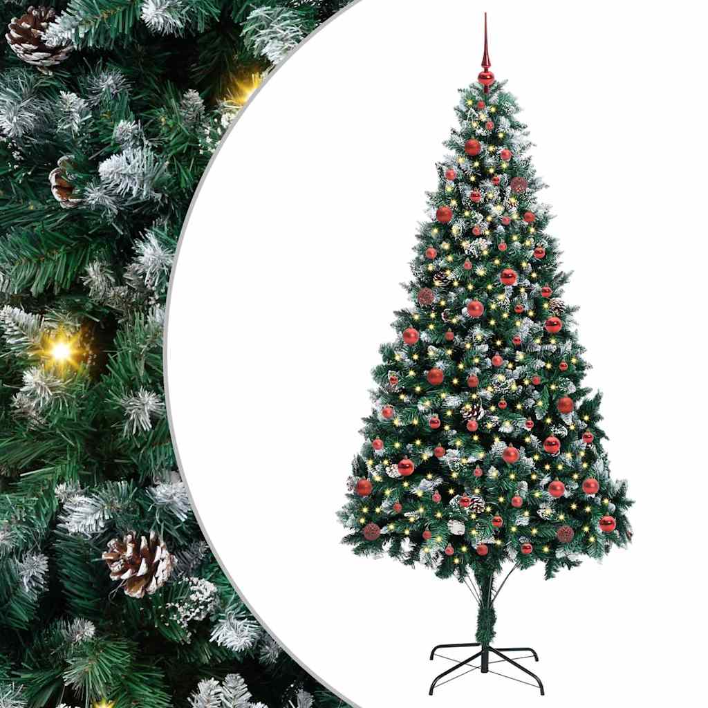 Albero di Natale artificiale illuminato con luci e pigne 210 cm | Leroy