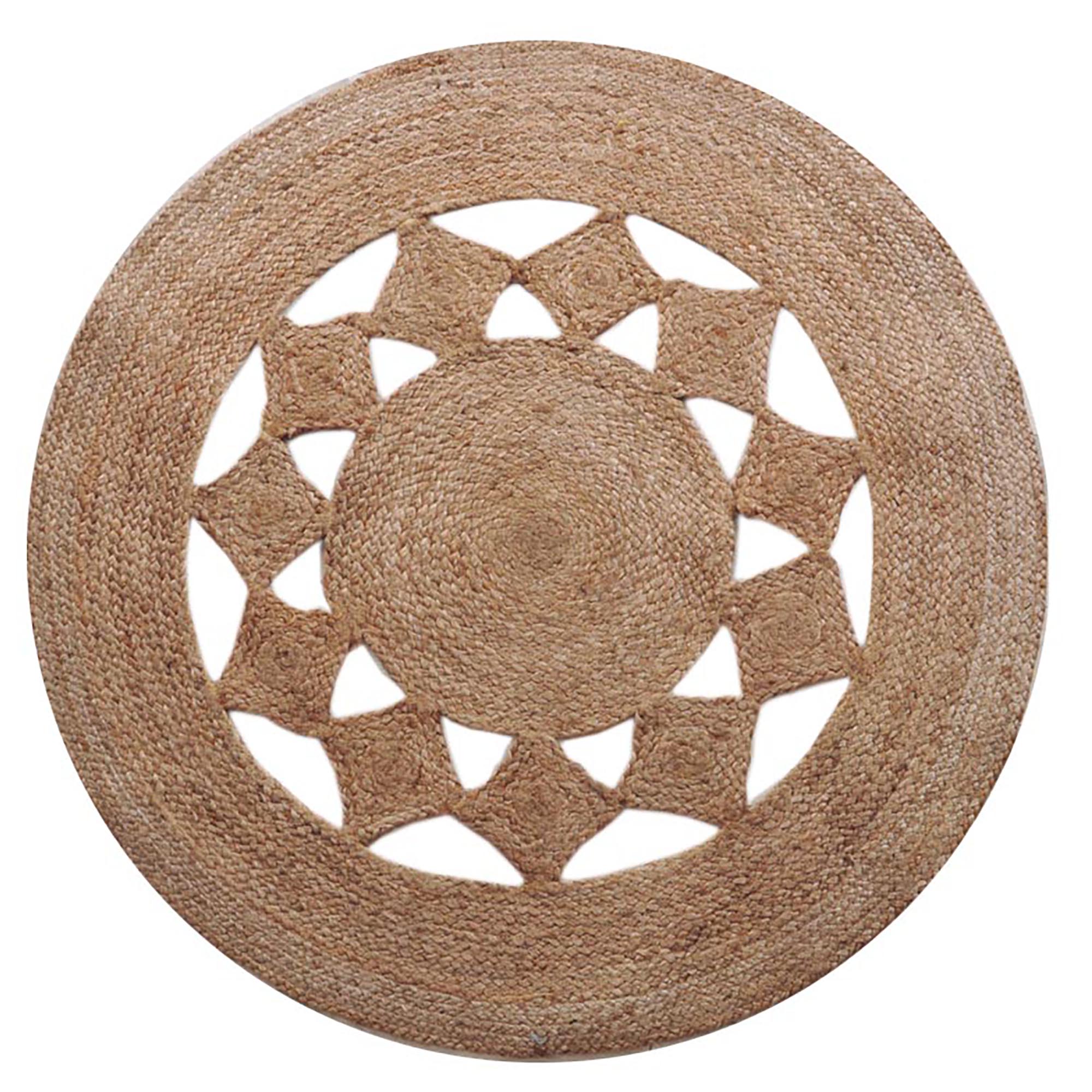 Tapis Rond ajouré en Jute Naturel, 120 cm, Dylrev - 2