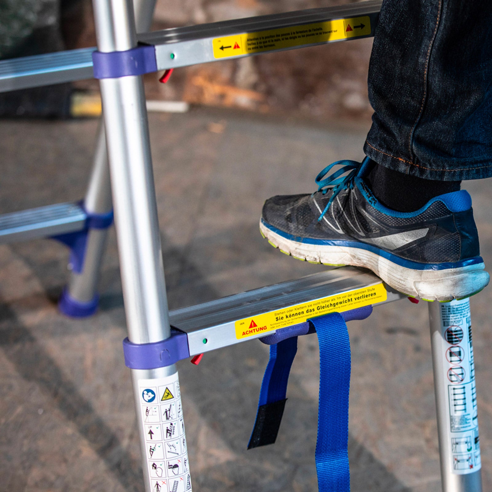 HOSTRÖM Escabeau 9 marches telescopique EXTENDACT9, Echelle telescopique 2,6m+2,3m, escabeau pliable télescopique, H max travail 4,1m, Garantie 5 ans - 6