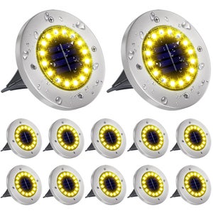 Luci solari da terra con 16 LED, luce solare impermeabile, luce solare paesaggistica per giardino, cortile, terrazza, prato, luce bianca, 8 pezzi | Leroy Merlin