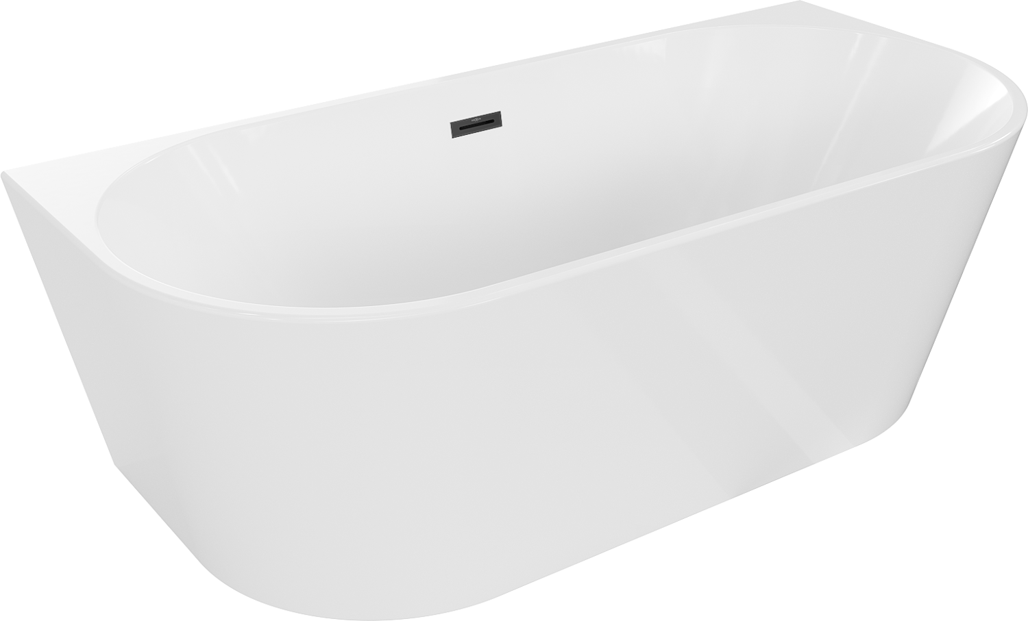 Mexen Oval wanna wolnostojąca przyścienna 160 x 80 cm, biała, przelew czarny - 52671608000-70