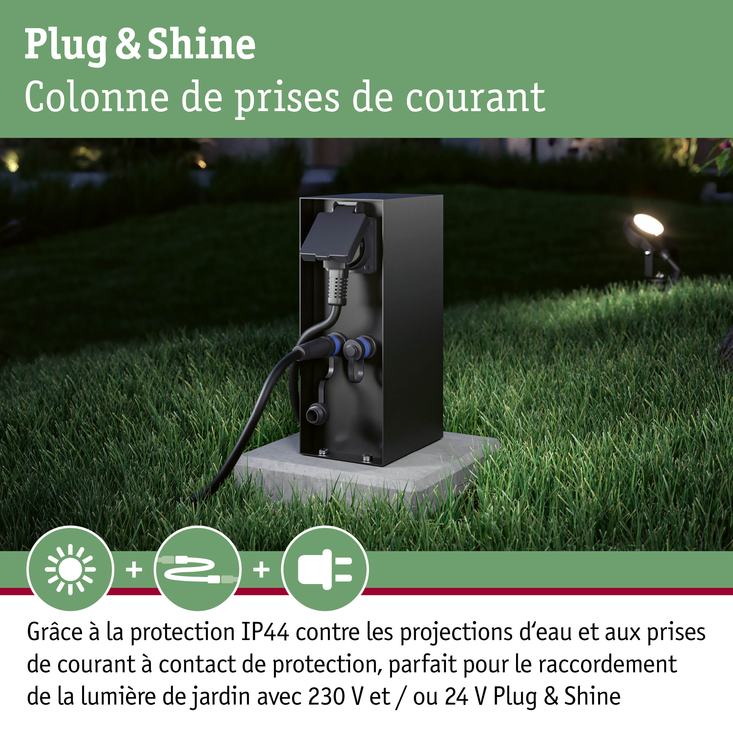 Plug & Shine Colonne de prises Rio incl. transformateurs IP44 Anthracite - 6