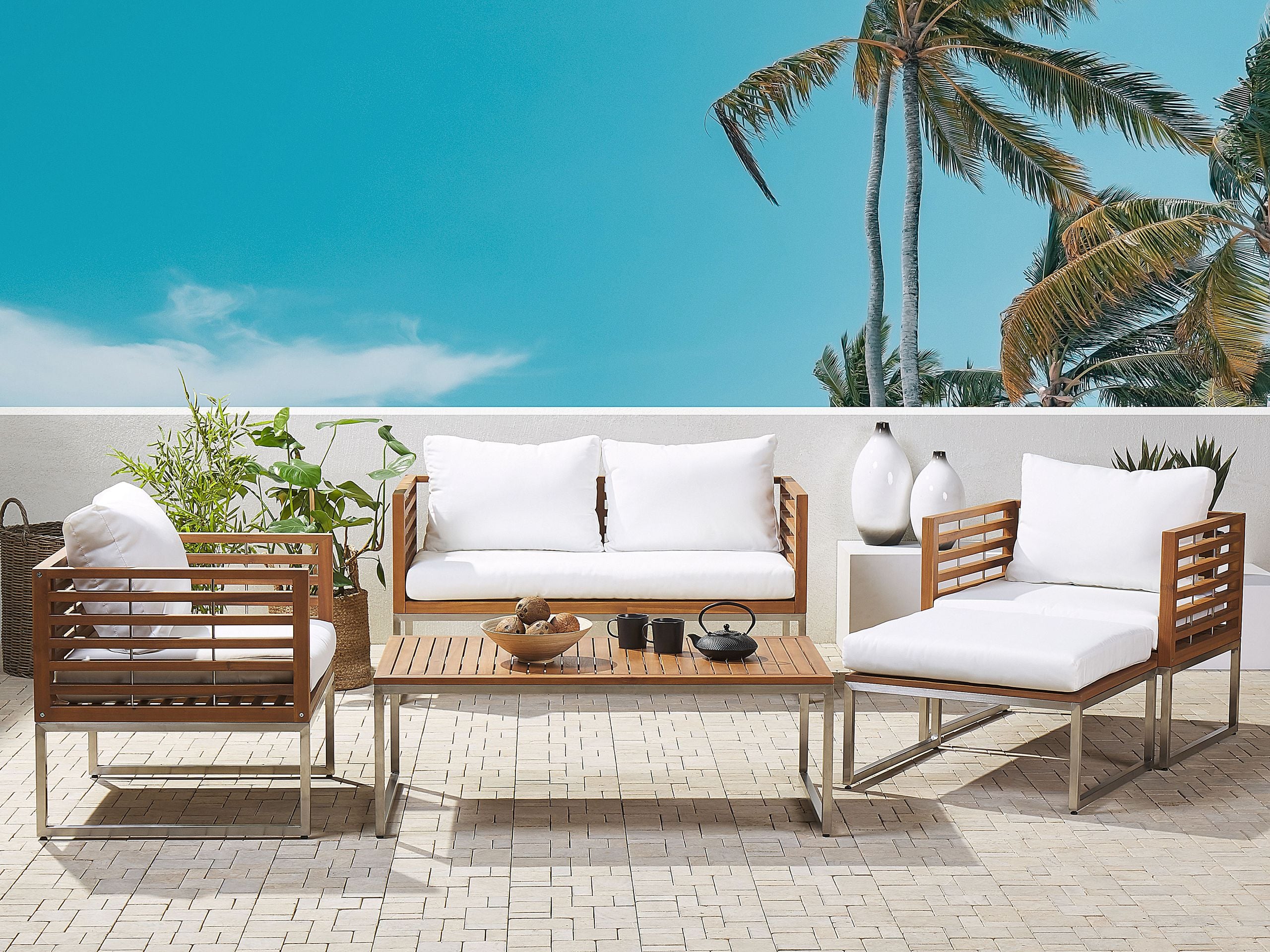 Set lounge pentru grădină cu masă cu 4 locuri BERMUDA Maro Lemn de acacia