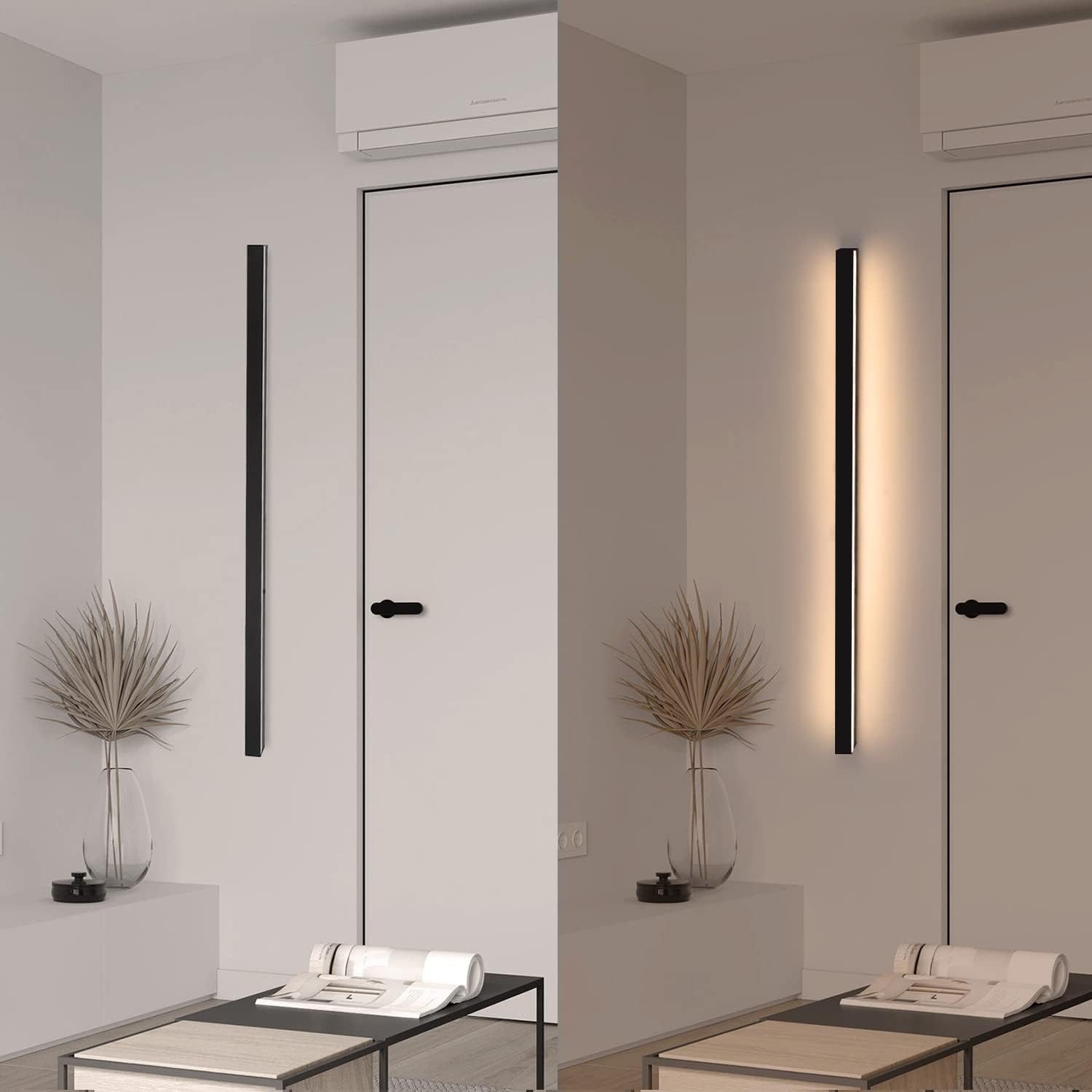 NETTLIFE 2 LED kinkiety nowoczesne wnętrze 100CM 34W korytarz góra dół ciepła biel czarny - 4