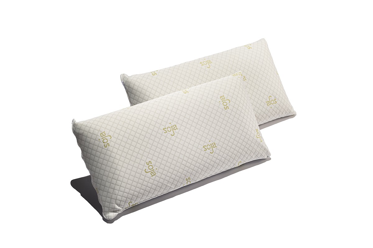 Pack 2 almohadas viscoelástica soja 75 cm firmeza media ergonómicas adaptables a cabeza y cuello