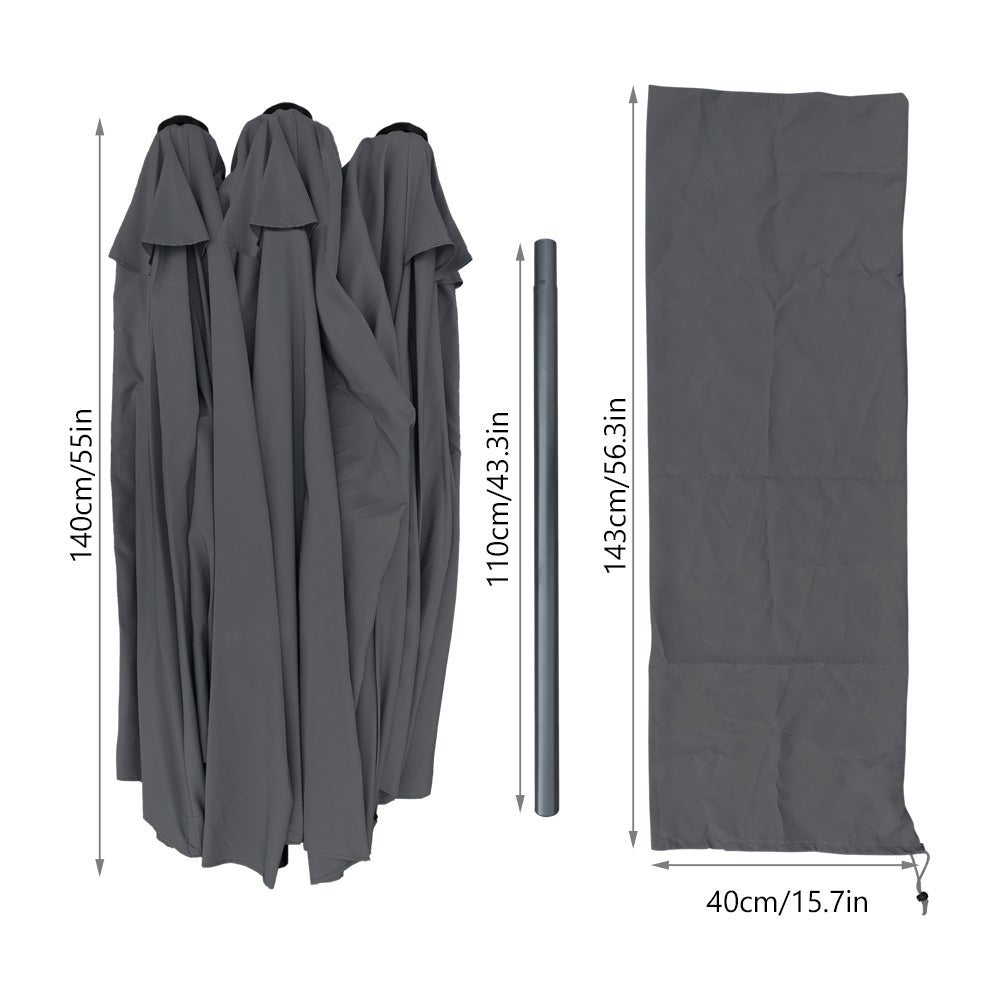 Parasol Jardin Double Aluminium 270 x 460 cm gris VOUNOT® - 3