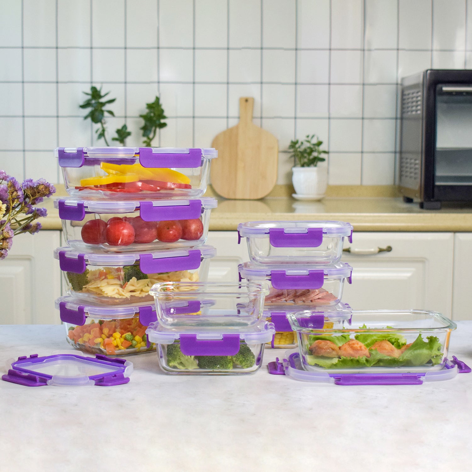 Recipientes de Cristal Para Alimentos - 20 Piezas (10 recipientes y 10 tapas) - 9