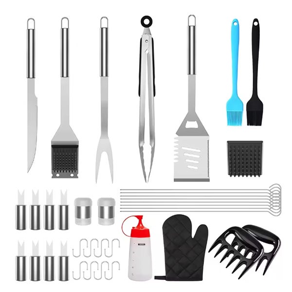 39 przyborów do grillowania, narzędzi do grillowania, akcesoriów, z fartuchem, szczotką, łopatką, odpowiednich do grillowania na świeżym powietrzu