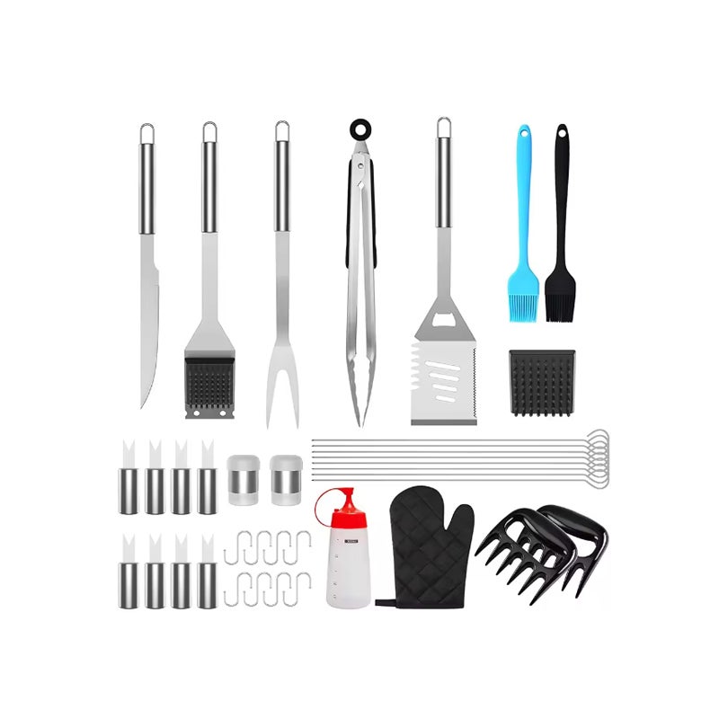 39 przyborów do grillowania, narzędzi do grillowania, akcesoriów, z fartuchem, szczotką, łopatką, odpowiednich do grillowania na świeżym powietrzu
