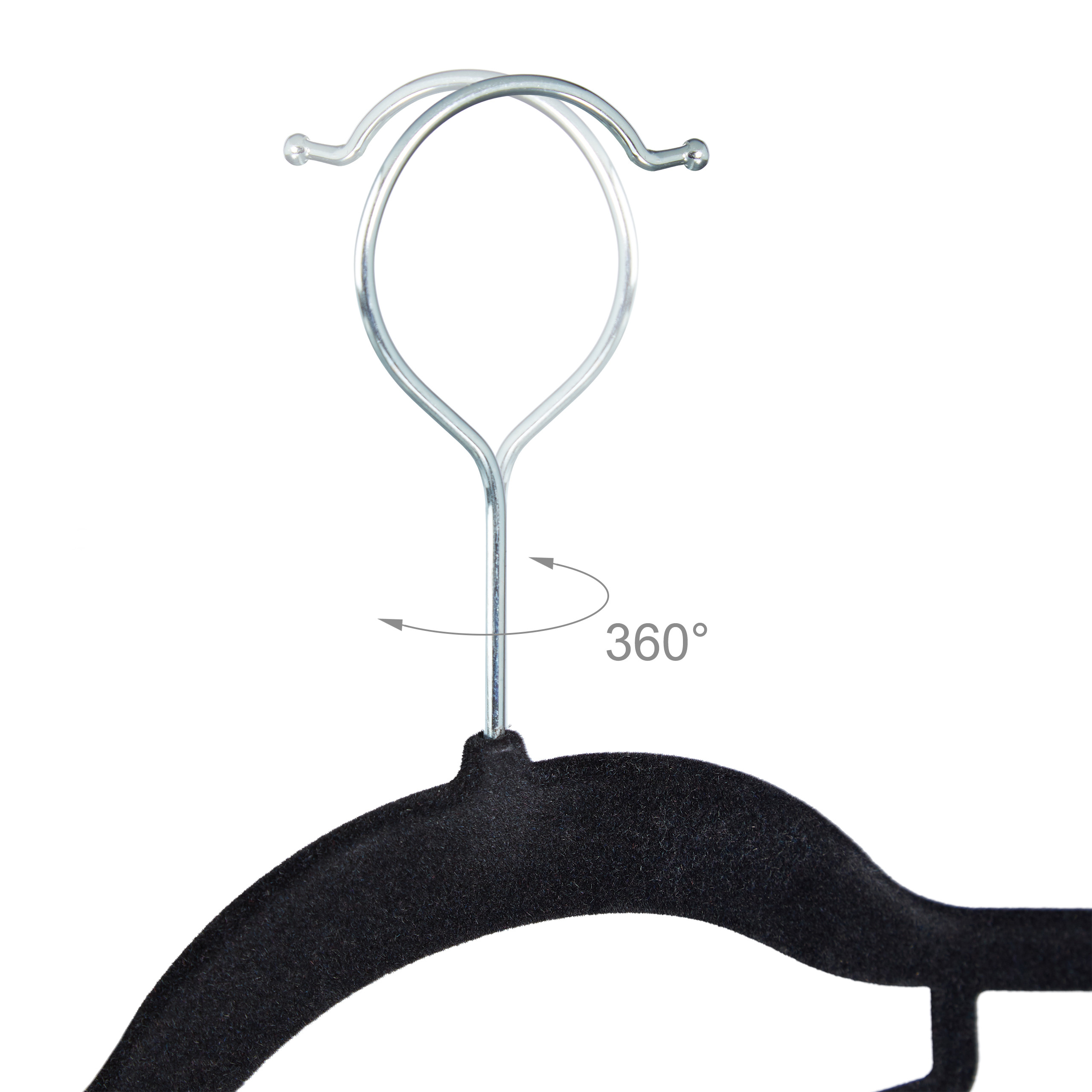 40x Cintres noirs en velours antidérapant pour manteaux pantalons robes vêtements HxlxP: 22,5 x 41,5 x 0,6, noir - 5