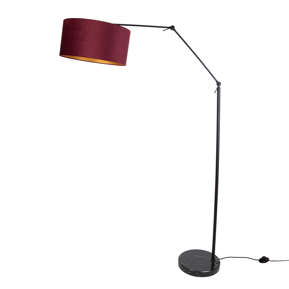 Lampa podłogowa czarna regulowana z czerwonym kloszem i złotym wnętrzem 50 cm - Editor