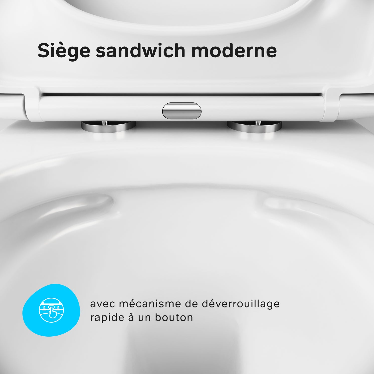 Pack WC suspendu bâti mural et cuvette Plaque Round Chrome,&nbsp;Pack WC Bati-support AM.PM Gem - 3