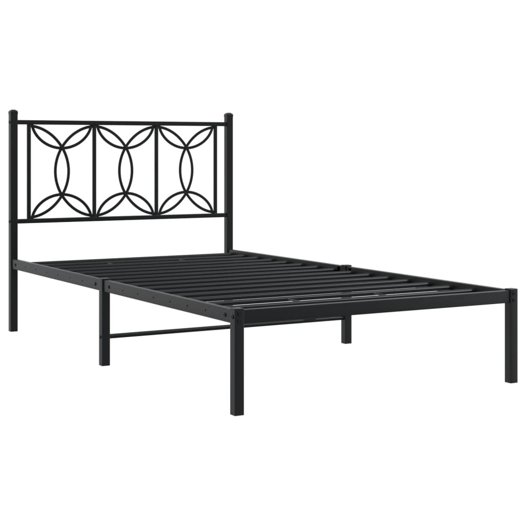 Estructura cama sin colchón con cabecero metal negro 100x200 cm vidaXL - 4