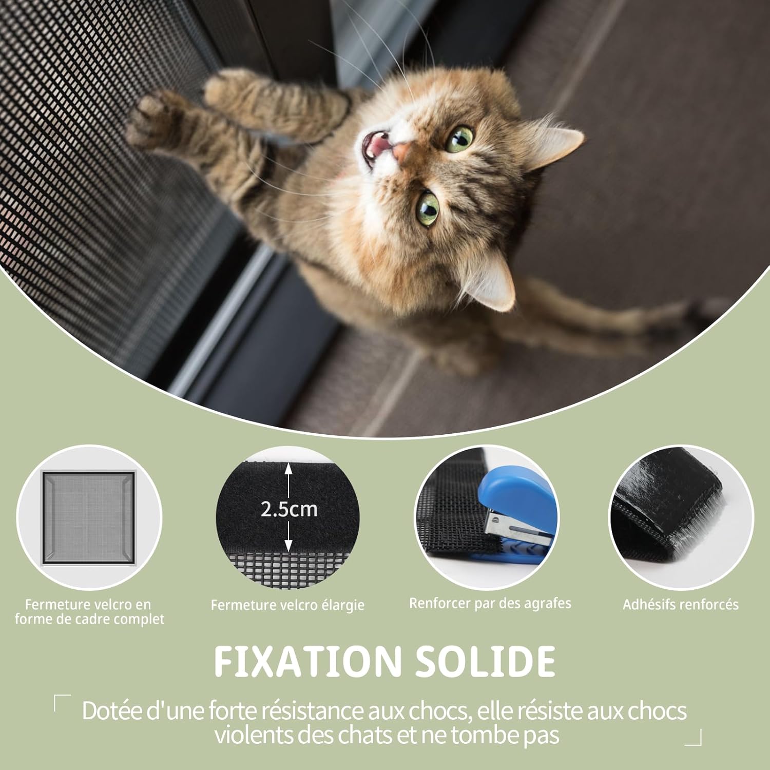 Filet pour chat ne nécessite pas de perçage, 100*130cm, robuste et découpable utilisé pour les fenêtres pour empêcher les moustiques et les chats - 6