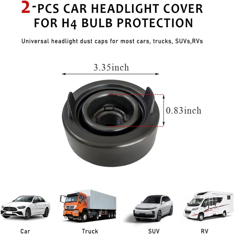 2 capuchons anti-poussière pour phares de voiture, couvercles d'étanchéité en caoutchouc pour la protection des phares - 2