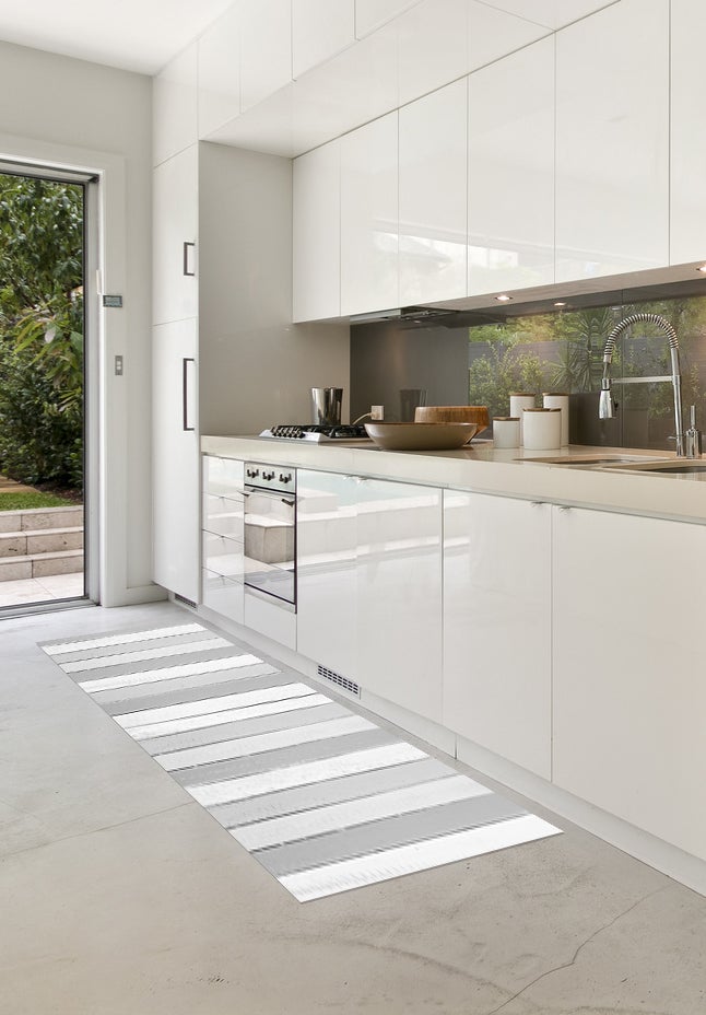 Alfombra de vinilo tablas gris 50x140 cm Leroy Merlin