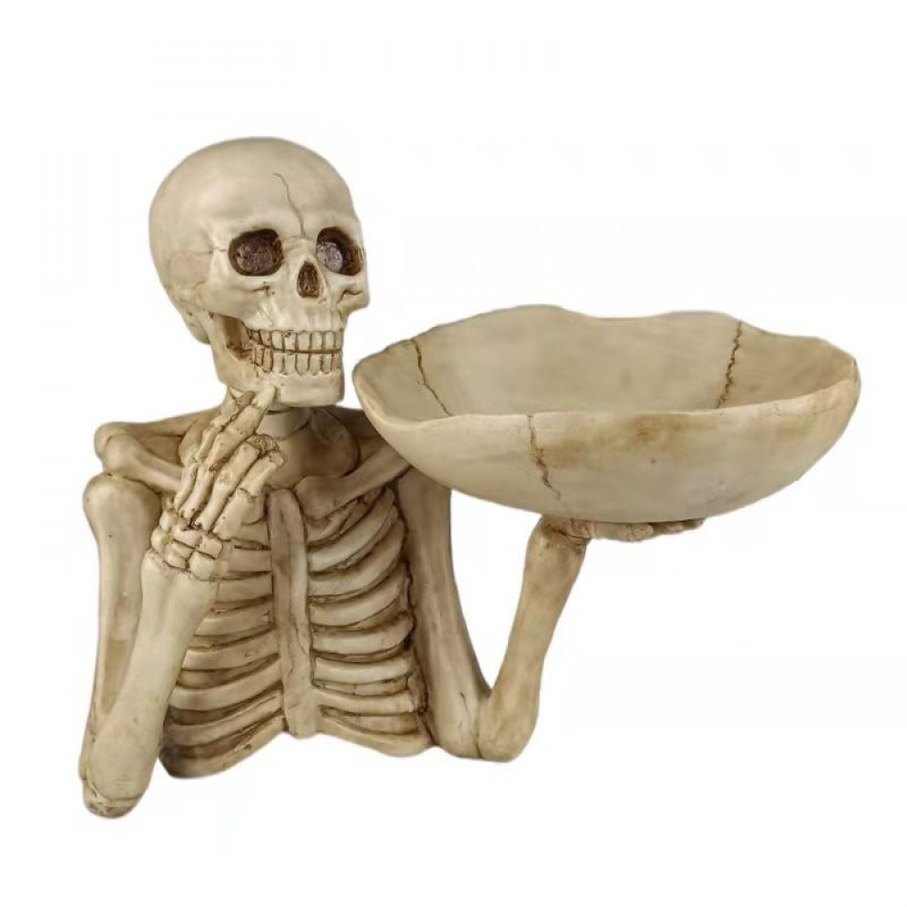 1 opakowanie ozdobnej miseczki na cukierki w kształcie czaszki na Halloween, miseczki na klucze i tacki z czaszką w stylu horroru