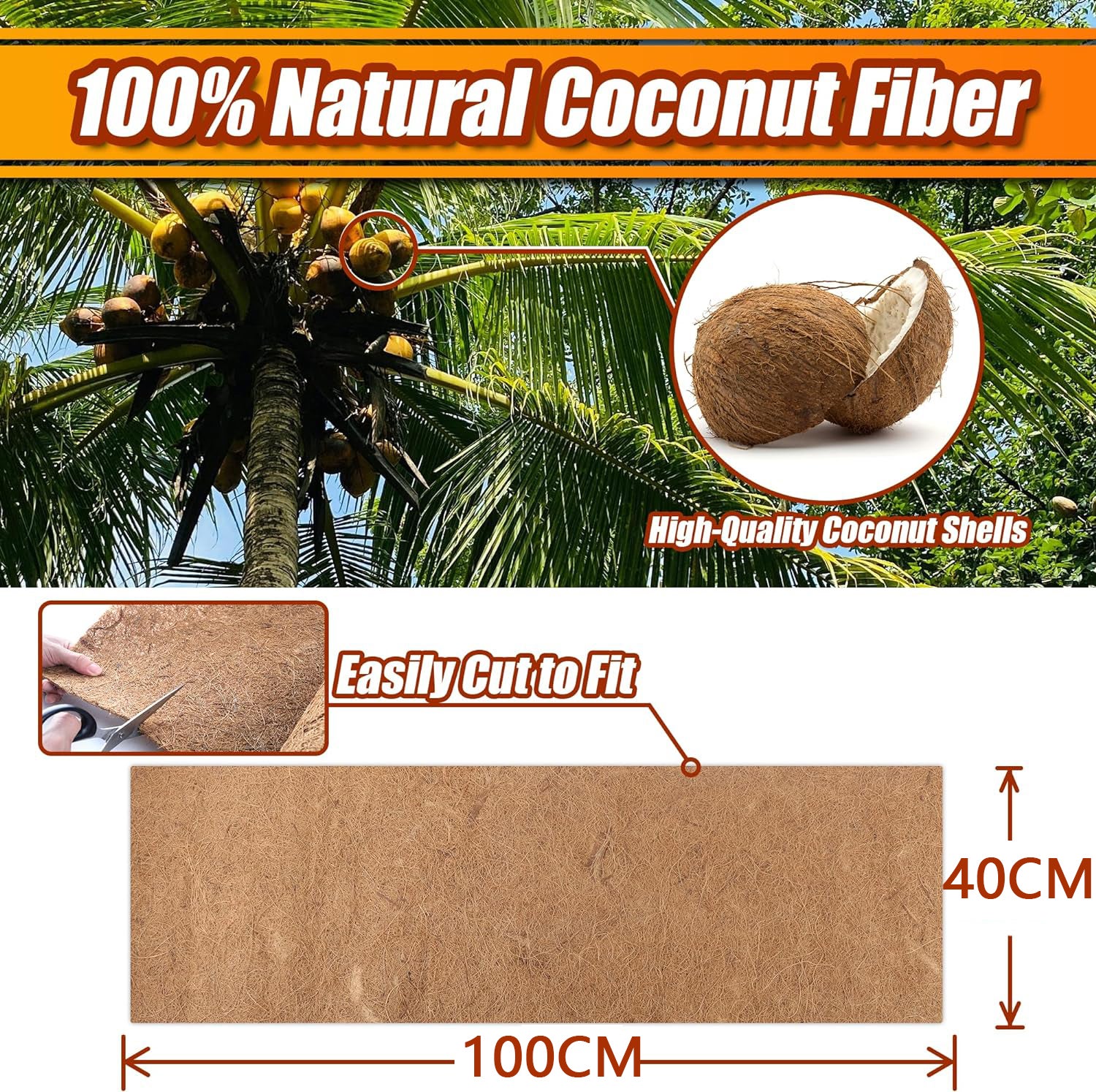 Tapis pour animaux de compagnie en feutre de noix de coco, tapis en fibre animale 40*100CM, pour plantes et pots de fleurs, décoration de jardin - 2