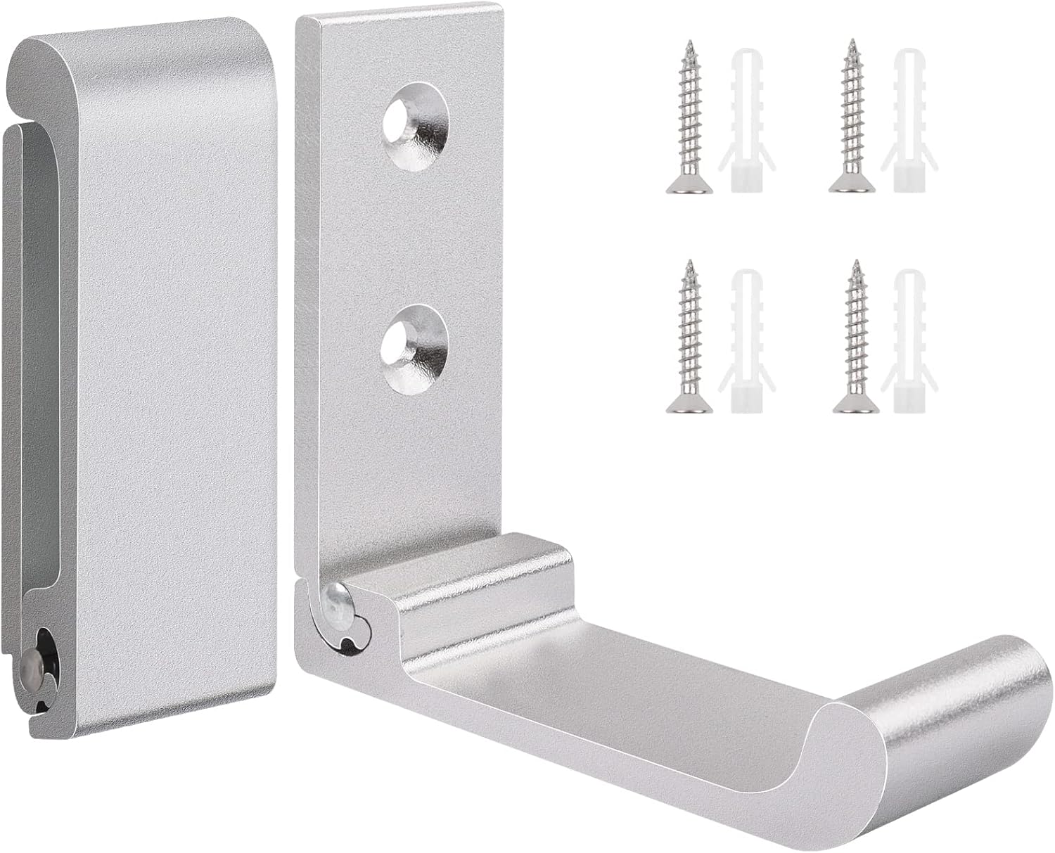 Zestaw 2 składanych haków - haki ścienne składane 90° - aluminium - udźwig 15 kg - srebrny