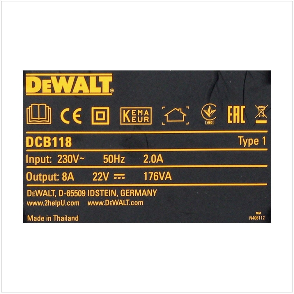 DeWALT DCB118-QW - Carregador de Bateria - 8 A - para DeWALT DCMPP568N-XJ, XR DCB182, DCB184 - 3